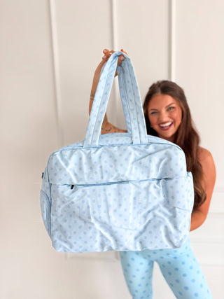 BIRDIE PREORDER Daily Hustle Duffle in Powder Blue Dot