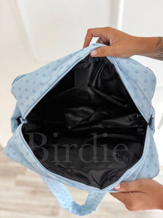 BIRDIE PREORDER Daily Hustle Duffle in Powder Blue Dot
