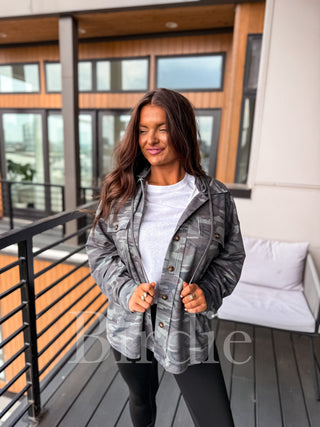 BIRDIE PREORDER Hooded Shacket in Army Camo