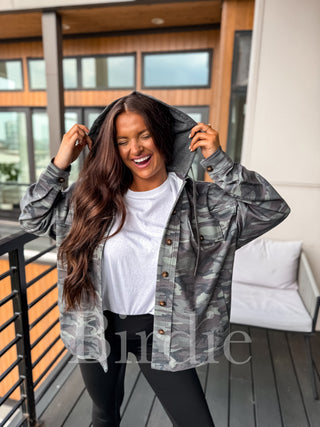BIRDIE PREORDER Hooded Shacket in Army Camo