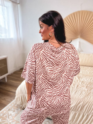 BIRDIE PREORDER Tee & Boxer Pant Set in On The Prowl (SOLD AS SET) - Instyle Boutique