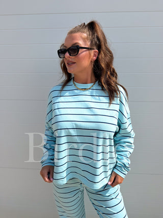 BIRDIE PREORDER Sunday Ease Set in Island Breeze Stripe (Sold as Set) - Instyle Boutique