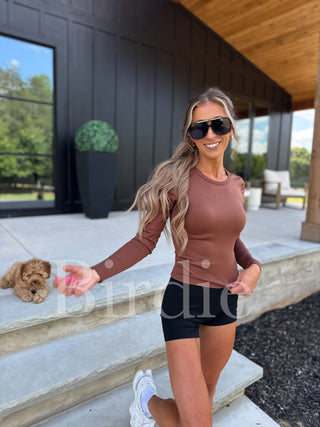 BIRDIE PREORDER AirSkin Long Sleeve Top in Honey Chestnut - Instyle Boutique