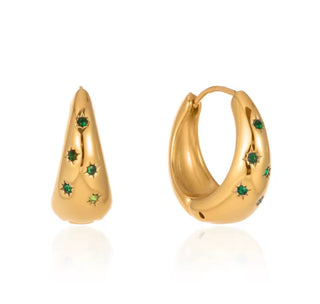 Janel Emerald Hoops ~PREORDER~ - Instyle Boutique