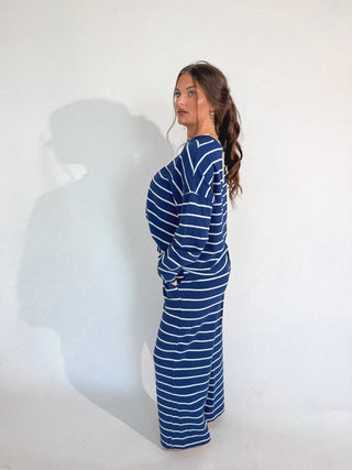 BIRDIE PREORDER Sunday Ease Set in Deep Harbor Stripe (Sold as Set) - Instyle Boutique