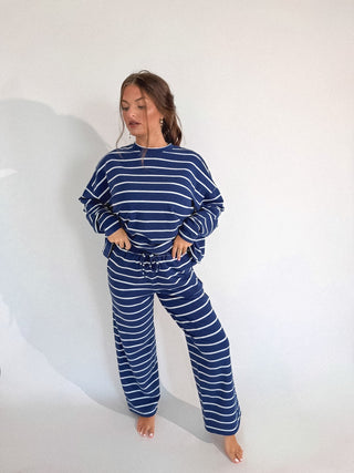 BIRDIE PREORDER Sunday Ease Set in Deep Harbor Stripe (Sold as Set) - Instyle Boutique