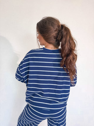 BIRDIE PREORDER Sunday Ease Set in Deep Harbor Stripe (Sold as Set) - Instyle Boutique