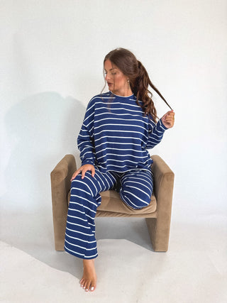 BIRDIE PREORDER Sunday Ease Set in Deep Harbor Stripe (Sold as Set) - Instyle Boutique
