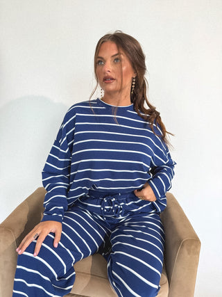 BIRDIE PREORDER Sunday Ease Set in Deep Harbor Stripe (Sold as Set) - Instyle Boutique