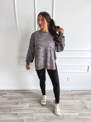 BIRDIE PREORDER Highline Long Sleeve Pullover in Smoked Oak Camo - Instyle Boutique