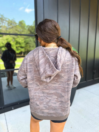 BIRDIE PREORDER Comfort Weight Quarter Zip Pullover in Smoked Oak Camo - Instyle Boutique