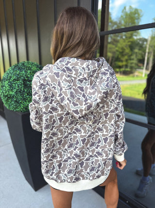 BIRDIE PREORDER Comfort Weight Quarter Zip Pullover in Duck Camo - Instyle Boutique