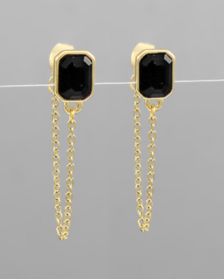 Black Rectangle Chain Earrings