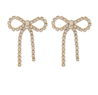 Gold Crystal Ribbon Earrings