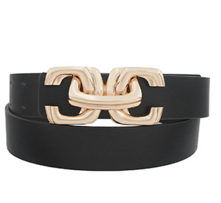 Statement Gold Buckle Black Belt
