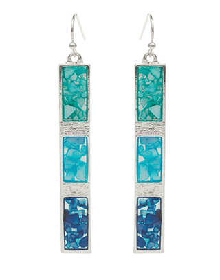 Rectangle Bar Drop Earrings - Blue - Instyle Boutique