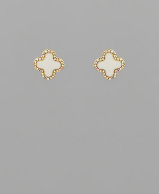 White Clover Stud Earrings