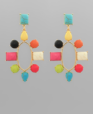 Olivia Oval Drop Earrings- Multi