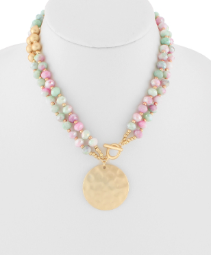 Pastel Beaded Medallion Necklace