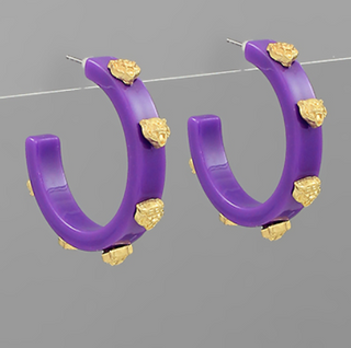 Tiger Purple Hoop Earrings