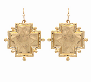 Textured Square Cross Earrings