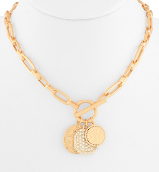 Coin Pendant Toggle Necklace