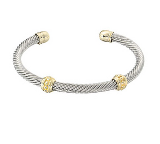 Two Tone Cable Cuff Bracelet