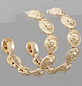 Golden Coin Hoop Earrings