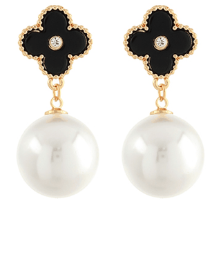 Black Clover & Pearl Earrings - Instyle Boutique
