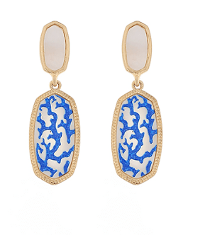 Blue & White Hexagon Earrings - Instyle Boutique