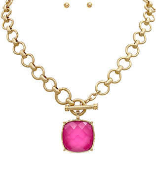 Fuchsia Stone Toggle Necklace