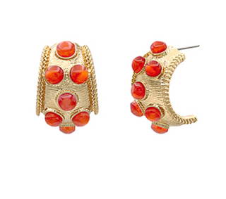 Red Dotted Hoop Earrings