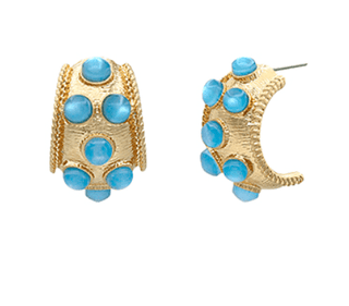 Aqua Dotted Hoop Earrings - Instyle Boutique