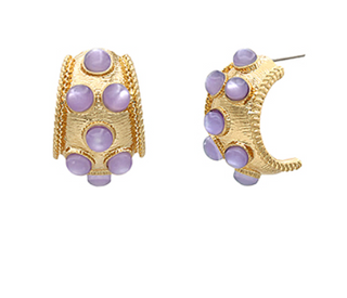 Lavender Dotted Hoop Earrings