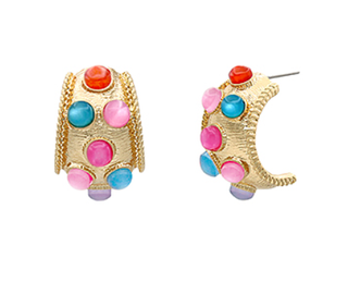 Multicolor Dotted Hoop Earrings - Instyle Boutique