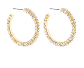 Pearl Encrusted Hoop Earrings