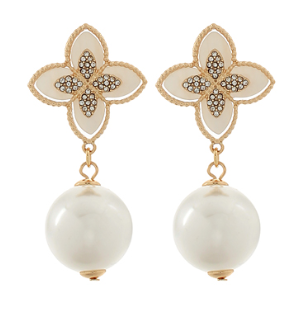 White Clover & Pearl Drop Earrings