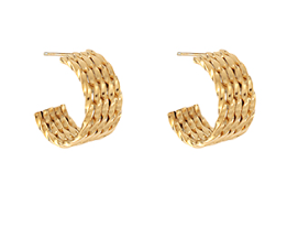 Gold Textured Huggie Hoop Earrings