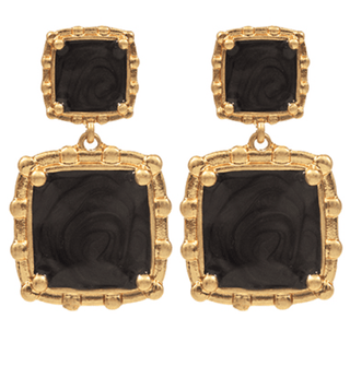 Double Square Black Earrings - Instyle Boutique