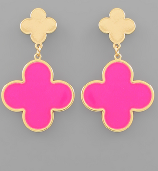 Choose Happiness Pink Clover Earrings