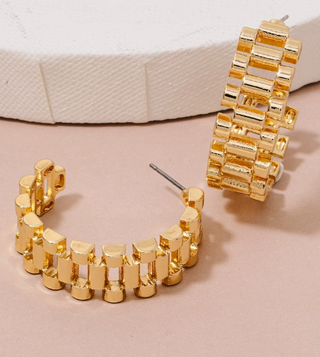 Gold Watch Band Earrings