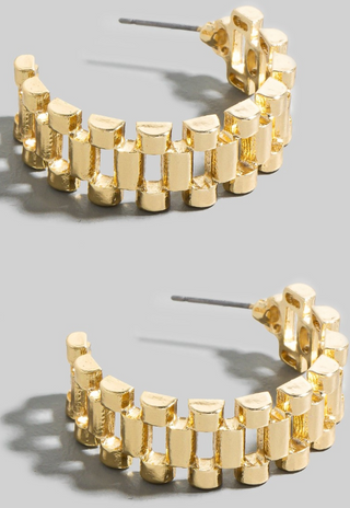 Gold Watch Band Earrings
