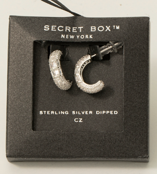 Secret Box Small Silver CZ Hoops