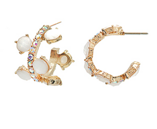 Rhinestone Abstract Hoop Earrings