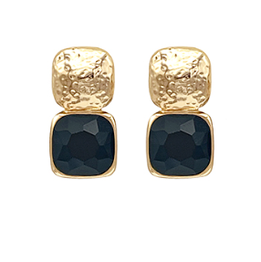 Bold Stone Black Earrings