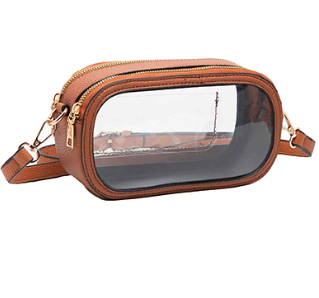 Clear Crossbody Stadium Bag- Tan