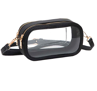 Clear Crossbody Stadium Bag- Black