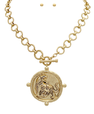 Roaring Tiger Medallion Necklace