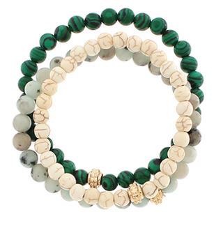 Triple Layer Malachite Bracelet Set