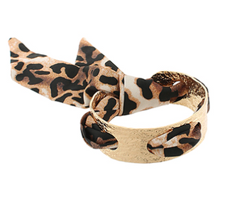Brown Leopard Scarf Cuff Bracelet